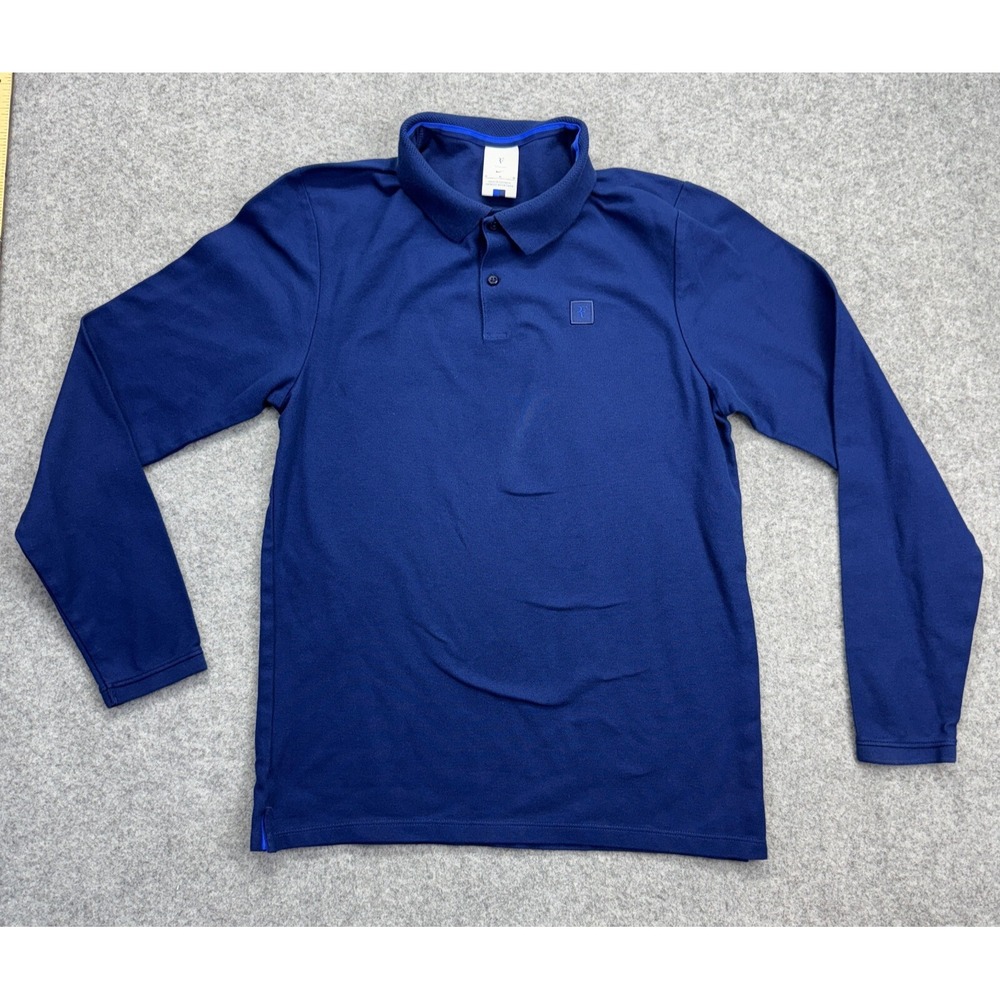 Nike RF Roger Federer Long Sleeve Polo Shirt Mens M Blue‎ Tennis AJ8048-478